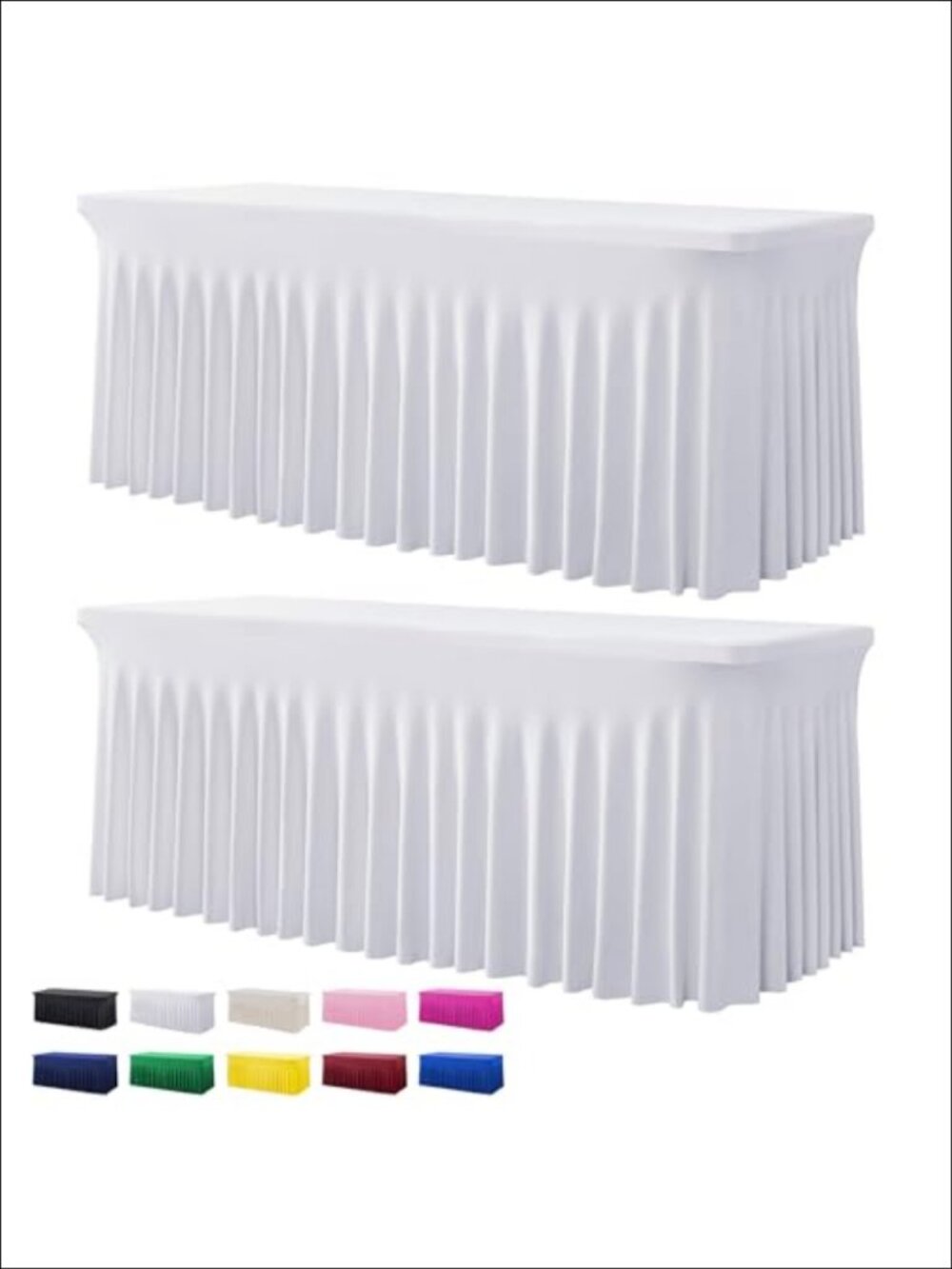 2 Pack Spandex Table Covers for 6ft Rectangle Tables Wrinkle Free Fitted